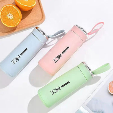BPA-Free Glass Water Bottle with Protective Plastic Shell – 400ml (Multicolor, 1 Piece)